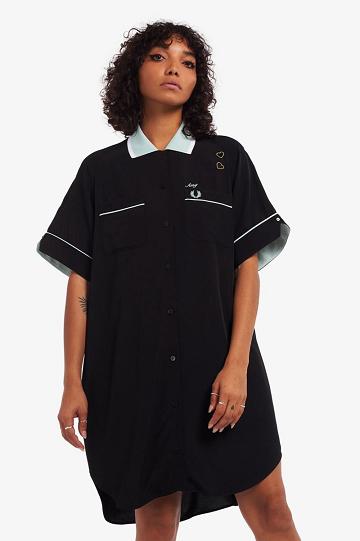 Dámské Šaty Fred Perry SD3003 Černé | CZ 1171GSOL